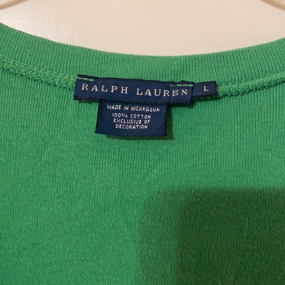 Ralph Lauren Green V-Neck Knit Tee Size Large - Picture 3 of 4